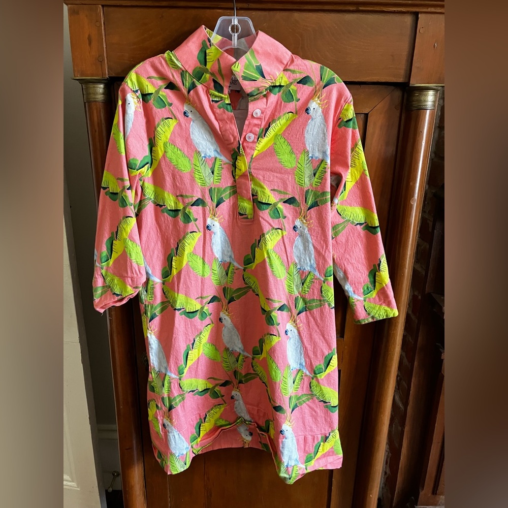 Holly Shae cockatoo print coral Arden dress Sz M/L